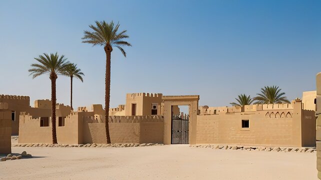 The inner courtyard of a restored traditional old Arabian building