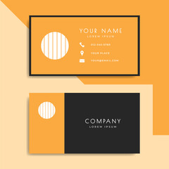 Minimalist business card template Orange on black flat color design. For business and personal information.