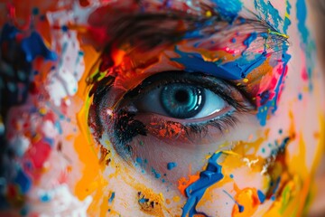 Abstract Eye Concealed by Paint, Detailed Artistic Shot