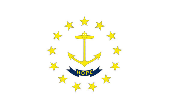 Rhode Island state flag with palette knife paint brush strokes grunge texture design. Grunge United States brush stroke effect