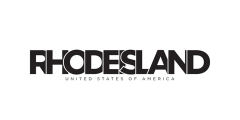 Rhode Island, USA typography slogan design. America logo with graphic city lettering for print and web.