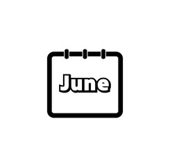 June calendar page icon. vector illustration planner for month of June in black outline