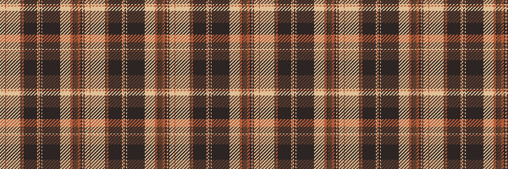 Scarf textile check seamless, buffalo vector tartan pattern. Design fabric plaid background texture in orange and dark colors.