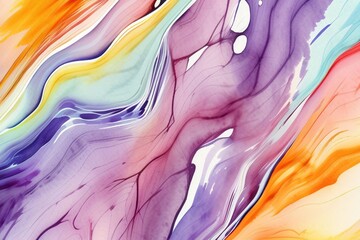 Closeup of abstract watercolor paint background texture with liquid fluid marbled paper texture banner texture. Generative AI (생성형 AI)