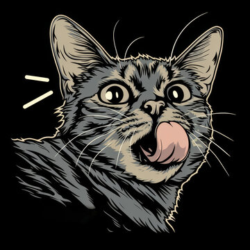 Amusing cat with tongue out making a derp expression