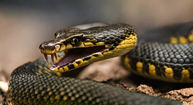 Angry snake showing its teeth.