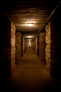Dark hallway of former civil war bunker