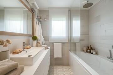 Fototapeta na wymiar White minimalist bathroom