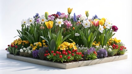 The flower bed is isolated on a white background - obrazy, fototapety, plakaty