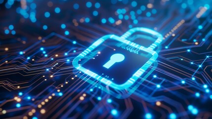 access protection to digital data with encryption technology, concept of  online cyber security, secure padlock protect login to database 