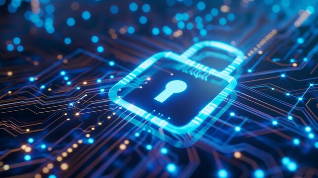 access protection to digital data with encryption technology, concept of  online cyber security, secure padlock protect login to database 