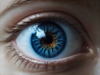 Fototapeta premium Close-Up of a Persons Blue Eye. Generative AI