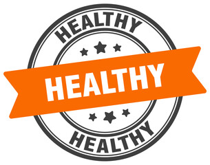 healthy stamp. healthy label on transparent background. round sign