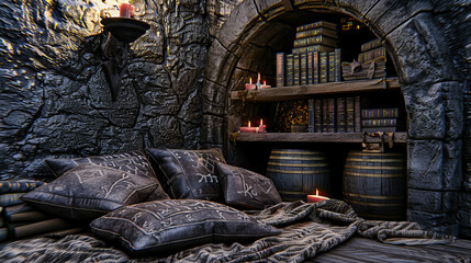Mystical Wine Cellar with Antique Barrels and Candlelight, A Vintage Journey into Winemaking Traditions