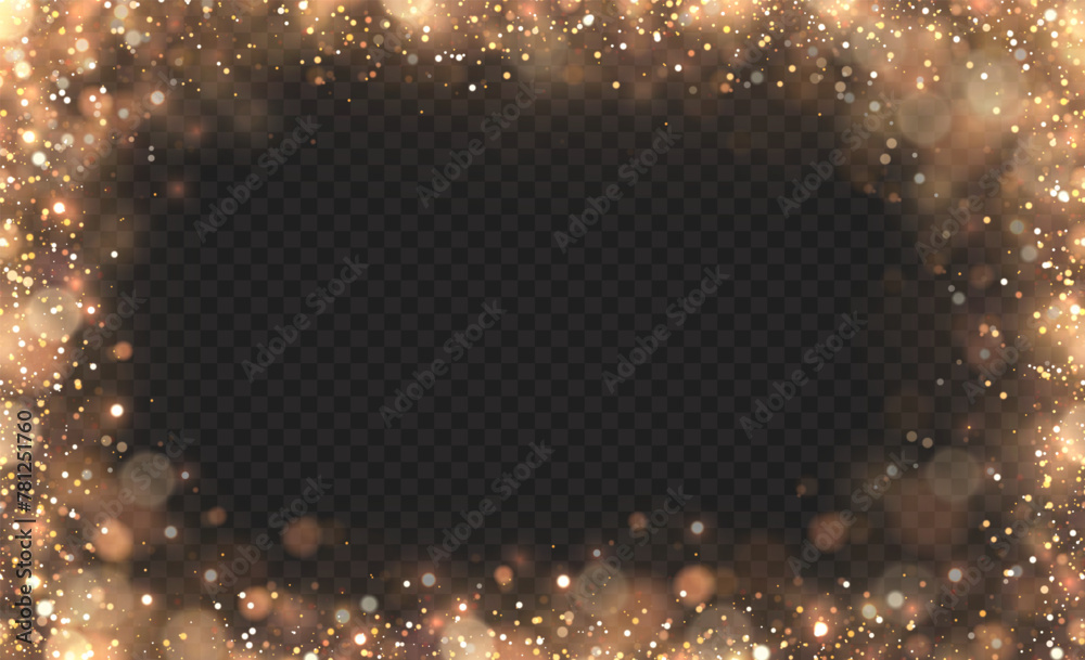 Wall mural sparkling magic dust particles. the bokeh effect of light is isolated on a transparent background. y