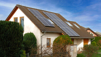 Home solar panel. Alternative energy is used for heating and water heating. Eco-friendly...
