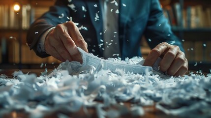 A contract being shredded in anger - obrazy, fototapety, plakaty