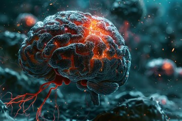 A tumor growing within the brain - obrazy, fototapety, plakaty