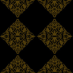 Batik inspiration pattern black and gold 