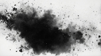 Abstract Black Ink Explosion on White Background