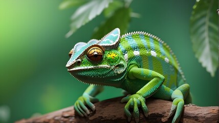 Obraz premium Colorful Lizards in Nature's Wildlife, Known for Their Unique Eyes.