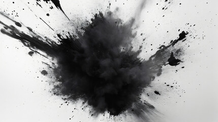 Explosive Black Ink Splash on White Background