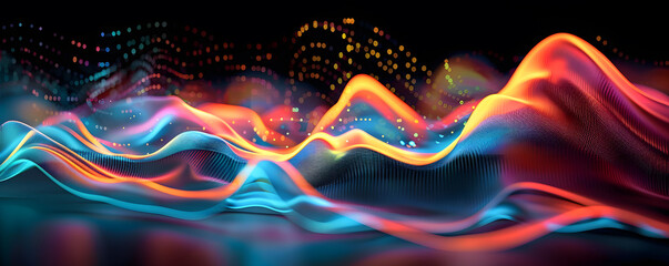 Colorful abstract 3D waves of fluid neon liquid