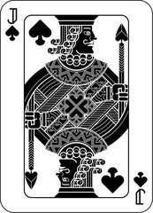 A jack of spades card design from a playing cards deck pack