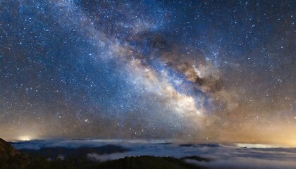 Fototapeta na wymiar Galactic Glow: Close-Up Long Exposure of Milky Way Universe