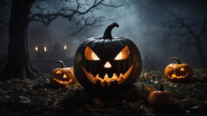 halloween pumpkin on the grave
