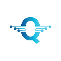 Q letter tech logo, initial Q for technology symbol