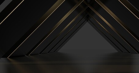 Obraz premium Futuristic architecture background empty geometric interior with glowing lamps in dark tunnel 3d render