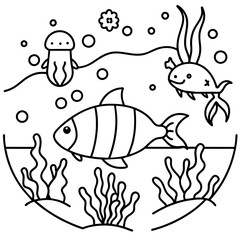     whimsical underwater world vector illustration.
