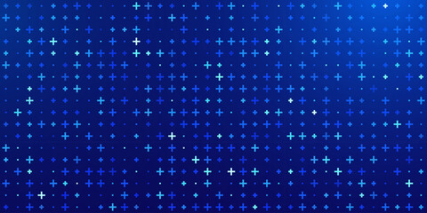 Blue Mathematical Plus Symbols Pattern. Math Design Elements Background. Medical Tech Background. Vector Illustration.