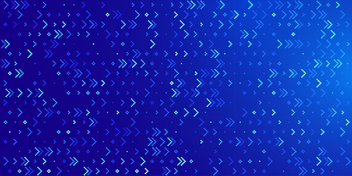 Pixel Arrows Moving Forward Background. Retro Abstract High-Speed movement. Dynamic Arrows Movement Technology Pattern for Banner or Poster Design Concept. Vector Illustration.