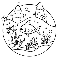     whimsical underwater world vector illustration.
