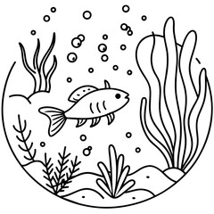 Fototapeta premium whimsical underwater world vector illustration. 