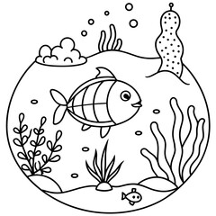     whimsical underwater world vector illustration.
