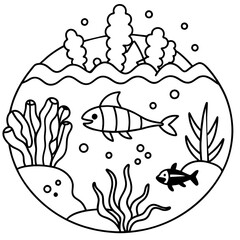     whimsical underwater world vector illustration.

