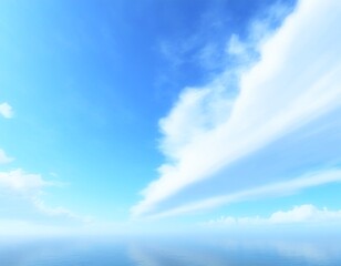 Obraz premium 爽やかな青空と雲。流れ雲。海。AI生成画像。