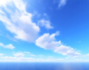 Naklejka na ściany i meble 爽やかな青空と雲。流れ雲。海。AI生成画像。
