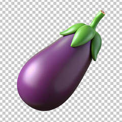eggplant with a flower isolated on transparent background