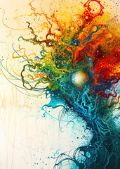 Chromatic Rhapsody: An Explosive Abstract Symphony in Colour