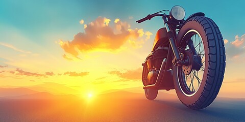 motorcycle that is on a trip. drive on a nice summer evening created by ai