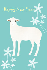白い子羊　未年　年賀状デザイン