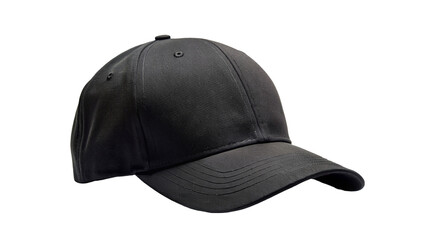 Black hat baseball cap isolated on transparent background