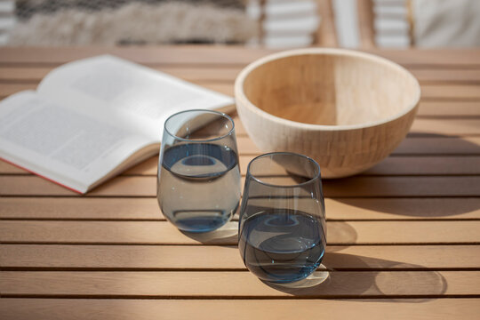 Relaxing summer reading setup with refreshment