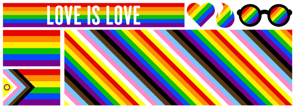 Pride vibes graphic collection, celebrating pride month, love is love