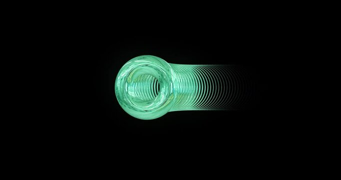 Transforming a glitch circle into a glass object. Concept of changing the shape of time and space. Abstract animation