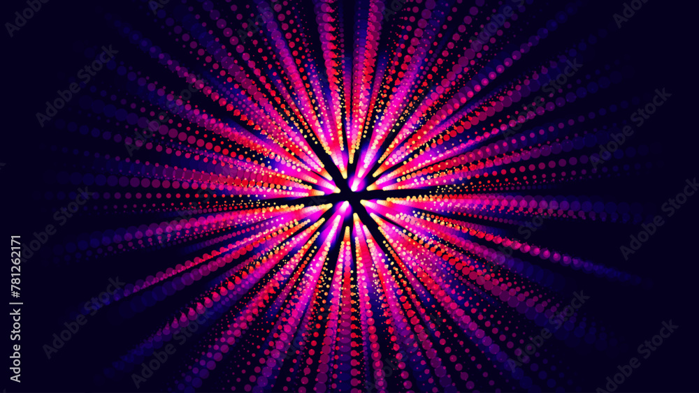 Aufkleber Abstract Colorful Blast Lines. Dynamic Music Particles Flow. Blurred Neon Particles Lights Effect. Music Sound Wave Visualization. Abstract Vector Background. RGB Audio Wave Visualization.